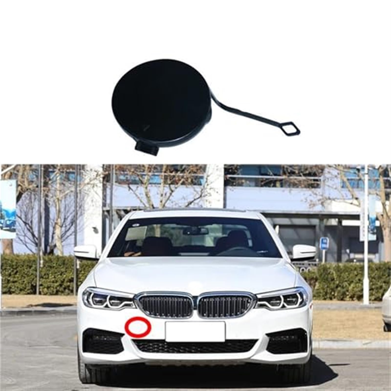 Przedni zderzak, pokrywa holownicza przyczepy, niepomalowana, do BMW, seria 5 G38 M Sport 2018-2020 5111 8077 310 Osłona haka holowniczego
