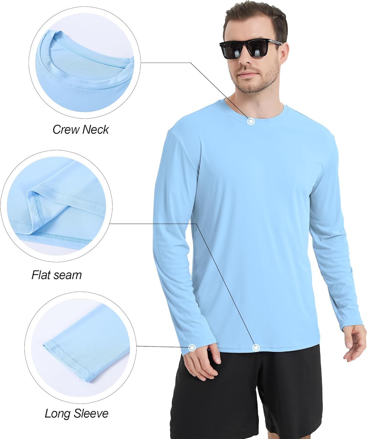 4 Pack Men's UPF 50+ Rash Guard Swim Fishing Sun Shirts, Long Sleeve SPF UV Sun Protection Shirts for Men - Image 4