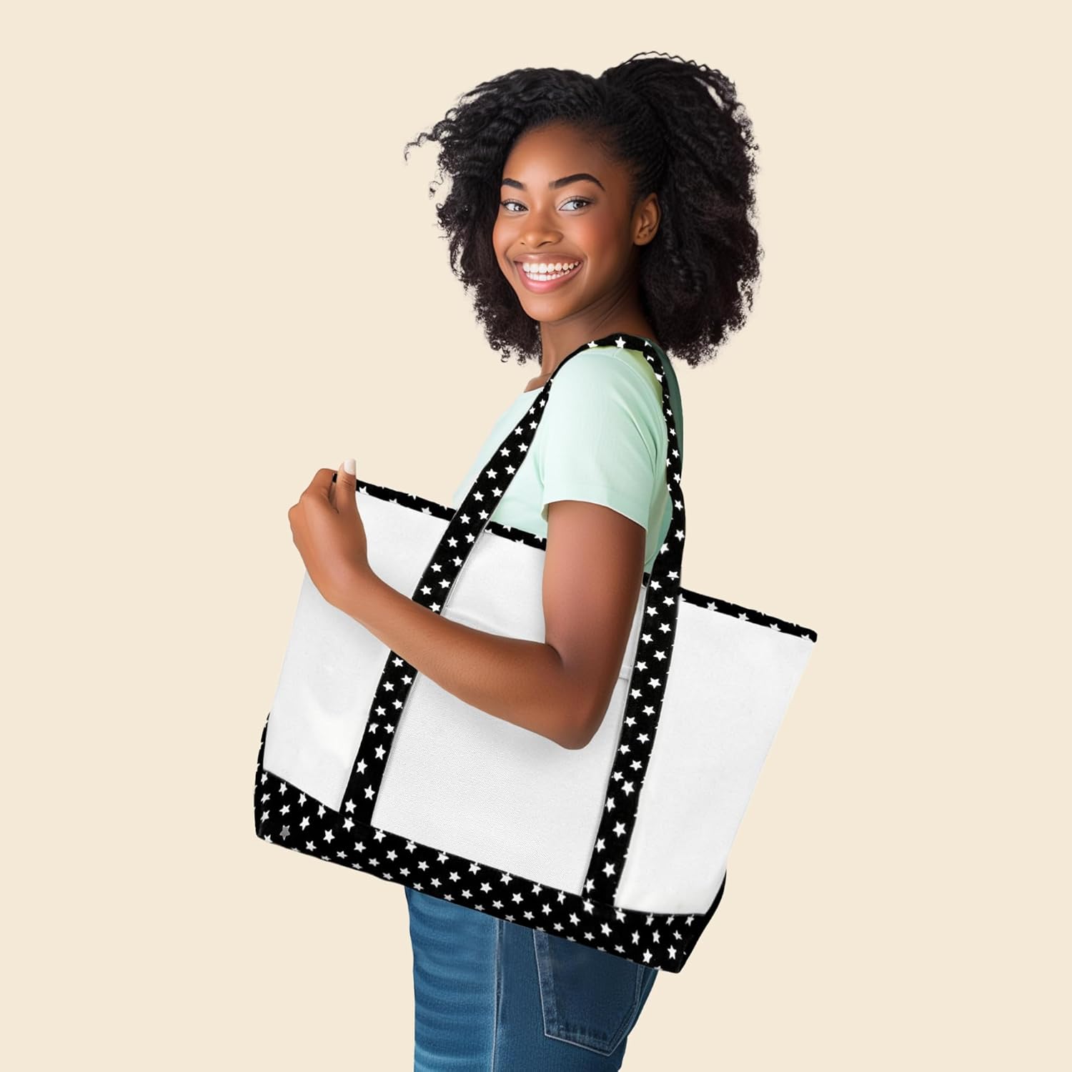 DALIX 23" Premium 24 oz. Cotton Canvas Shopping Tote Bag - Image 2