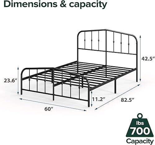 Miniatura 90 de Plataforma Zinus Arnav, Doble, Blanco Blanco,Negro -
