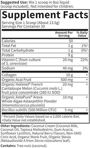 Miniatura 7 de Garden of Life - Grass Fed Collagen Beauty - Polvo de colágeno para mujeres y hombres, sabor granada y arándano, 20 porciones, para las uñas, piel,