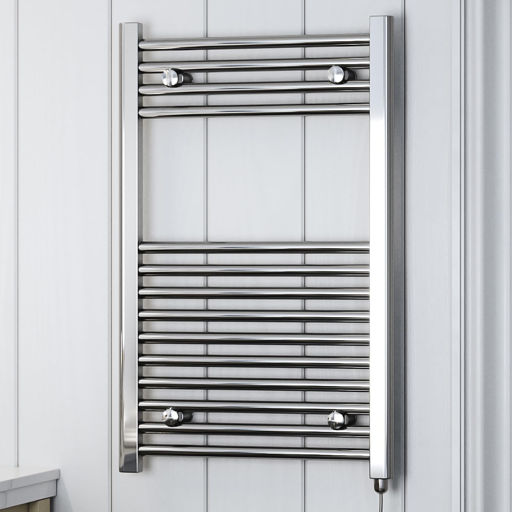 Terma Leo 800 x 500 200W Electric Towel Rail - Chrome SIM Element - Silver