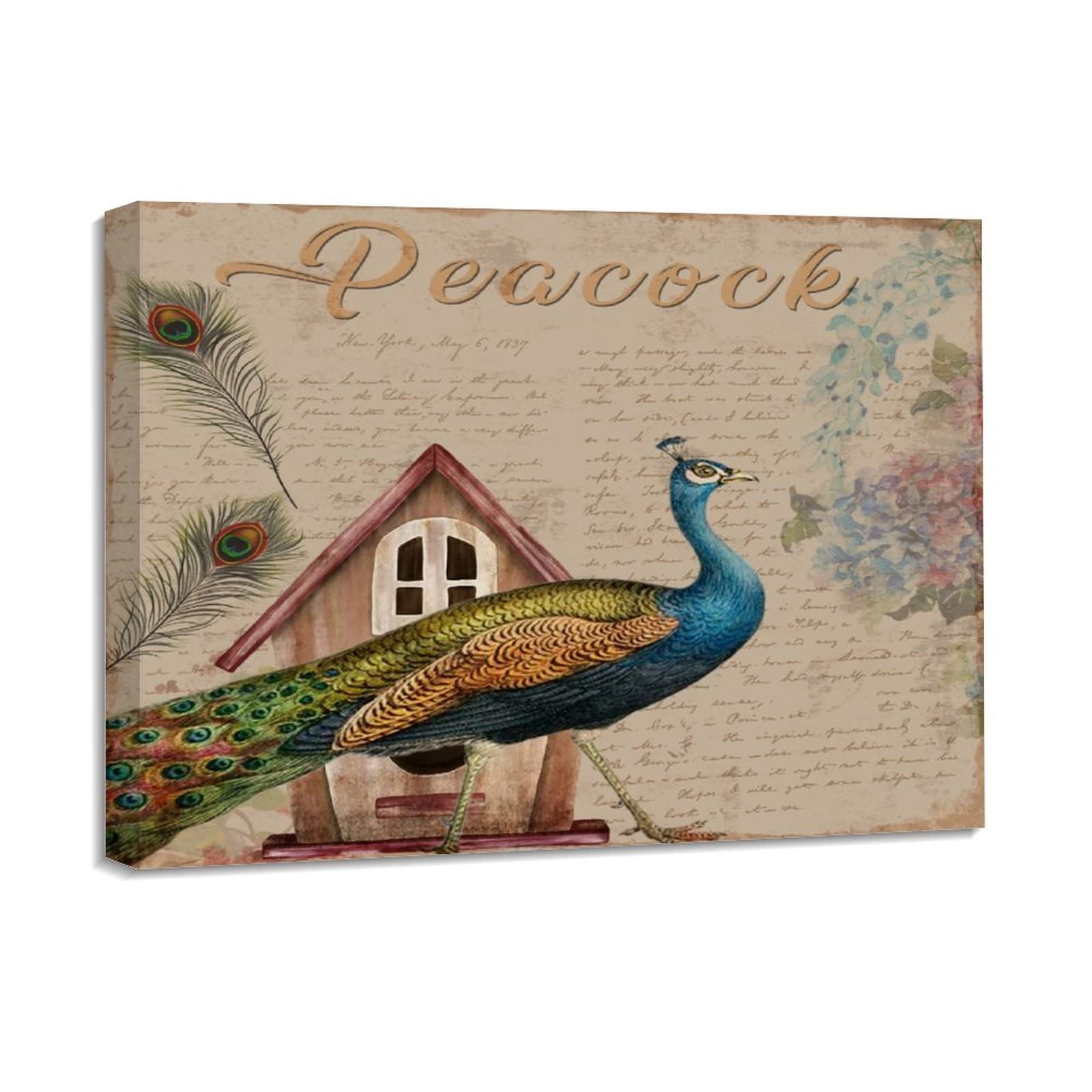 Impression sur toile à thème paon et fleurs de maison pour offrir - 8