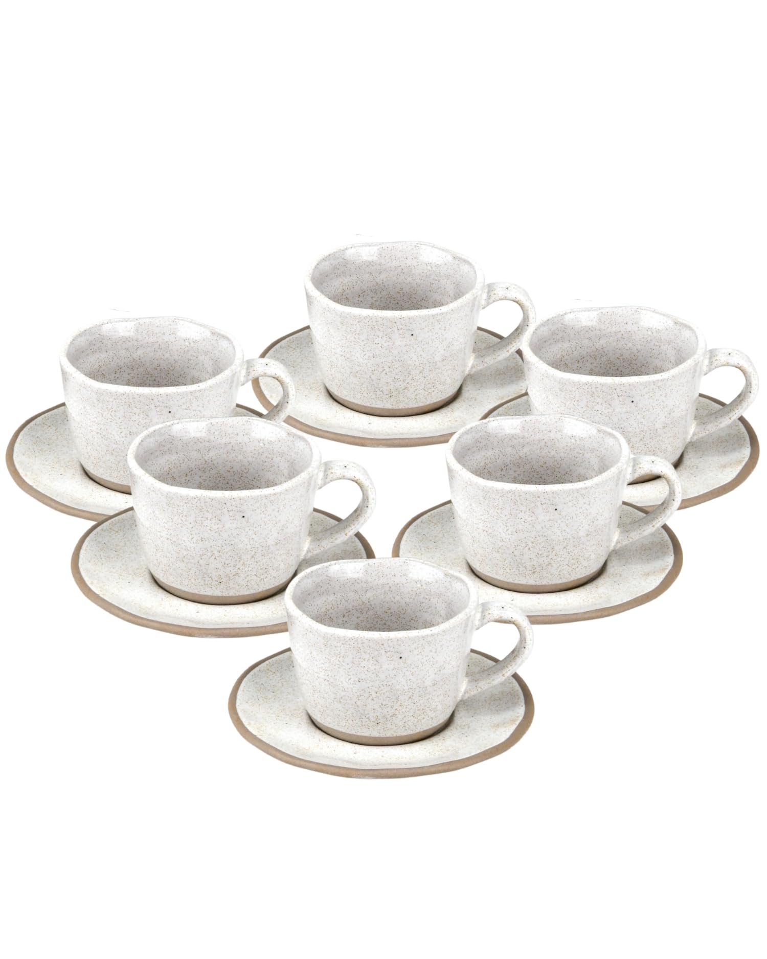 Set Tazzine da Caffè 12 Pezzi con Piattini, Servizio Espresso per 6 Persone | BRICARD Albi | 100 ml Ceramica Grigio Chiaro, Tazzine Moka e Caffè Turco, Lavastoviglie e Microonde, Idea Regalo