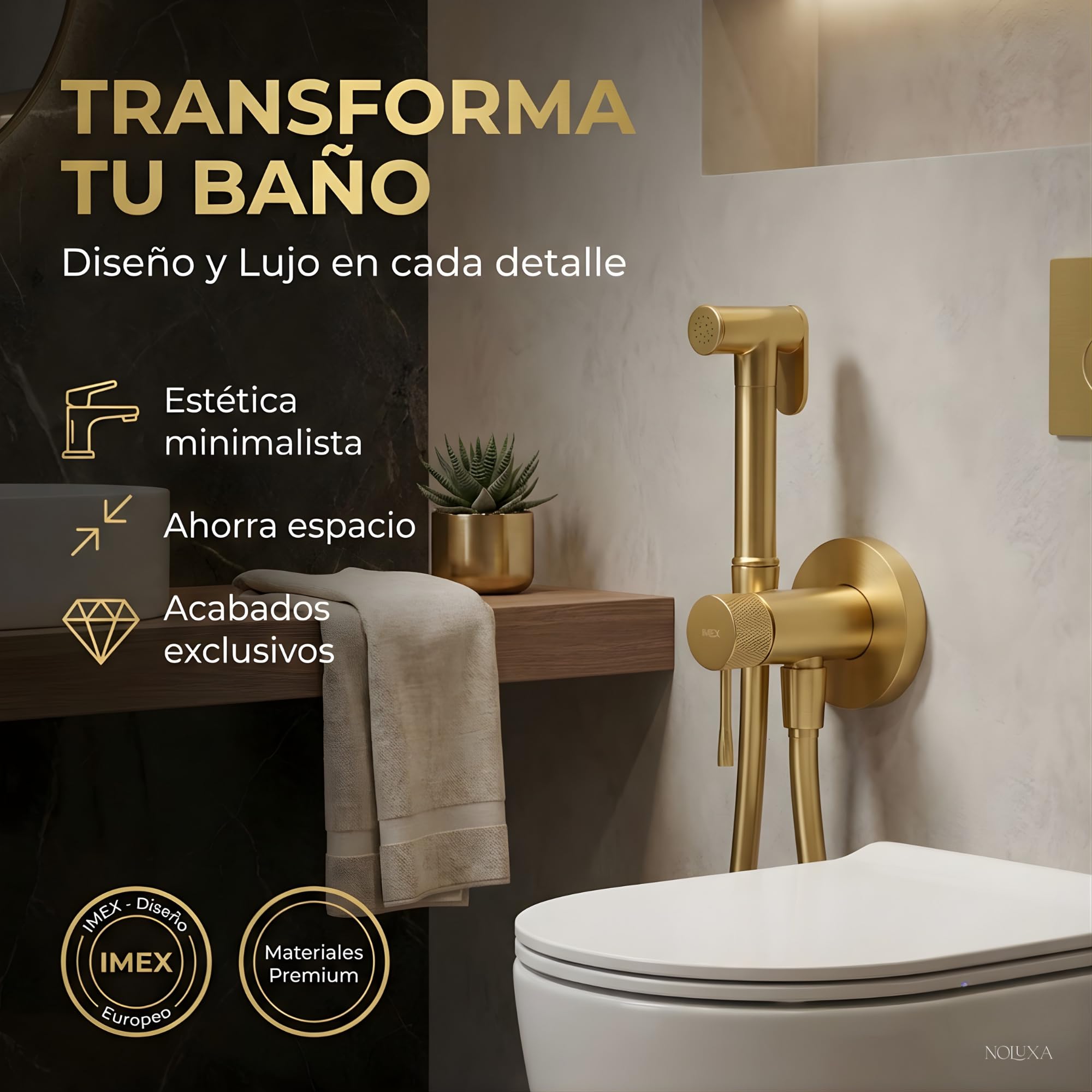 IMEX - Bidet bateria do zabudowy do toalety, prysznic bidet, zimna i gorąca woda, higieniczna głowica prysznicowa do toalety bidet, spryskiwacz bidet, zamiennik bidetu, łatwa instalacja (szczotkowane