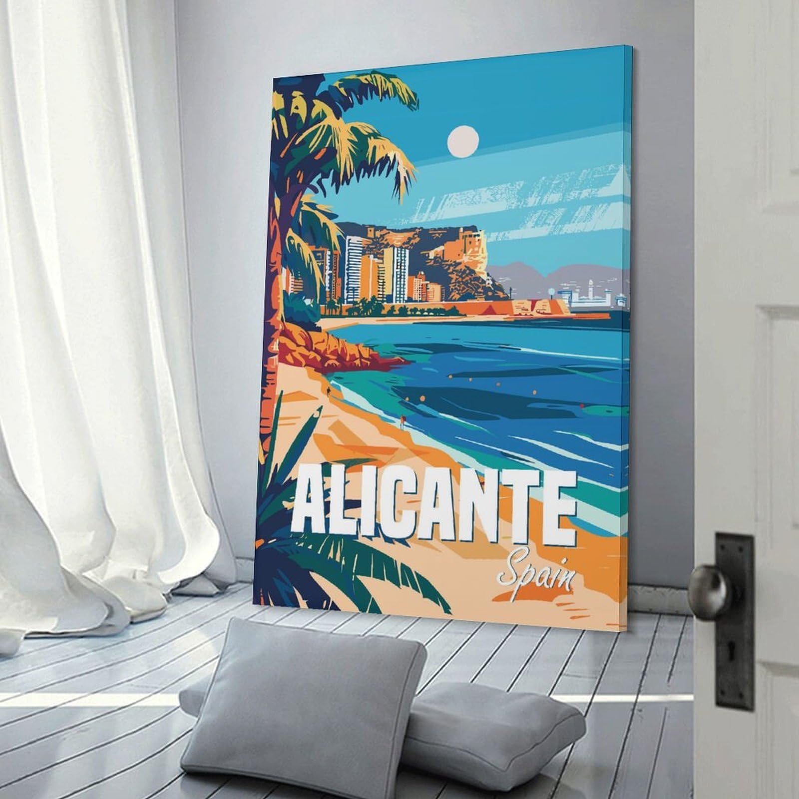 Junmoney Alicante Spain(2) Canvas Wall Art, 12x18inch(30x45cm), for Wall Displays, Bedrooms Or Room Updates, Ideal for Building A Coordinated Art Wall