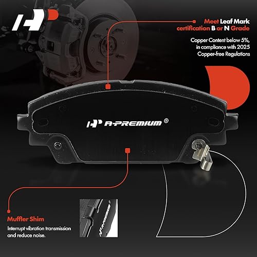 Miniatura 6 de A-Premium Kit de rotores de freno de disco ventilados delanteros de 11.01 pulgadas (11.016 in) + pastillas de cerámica compatibles con modelos