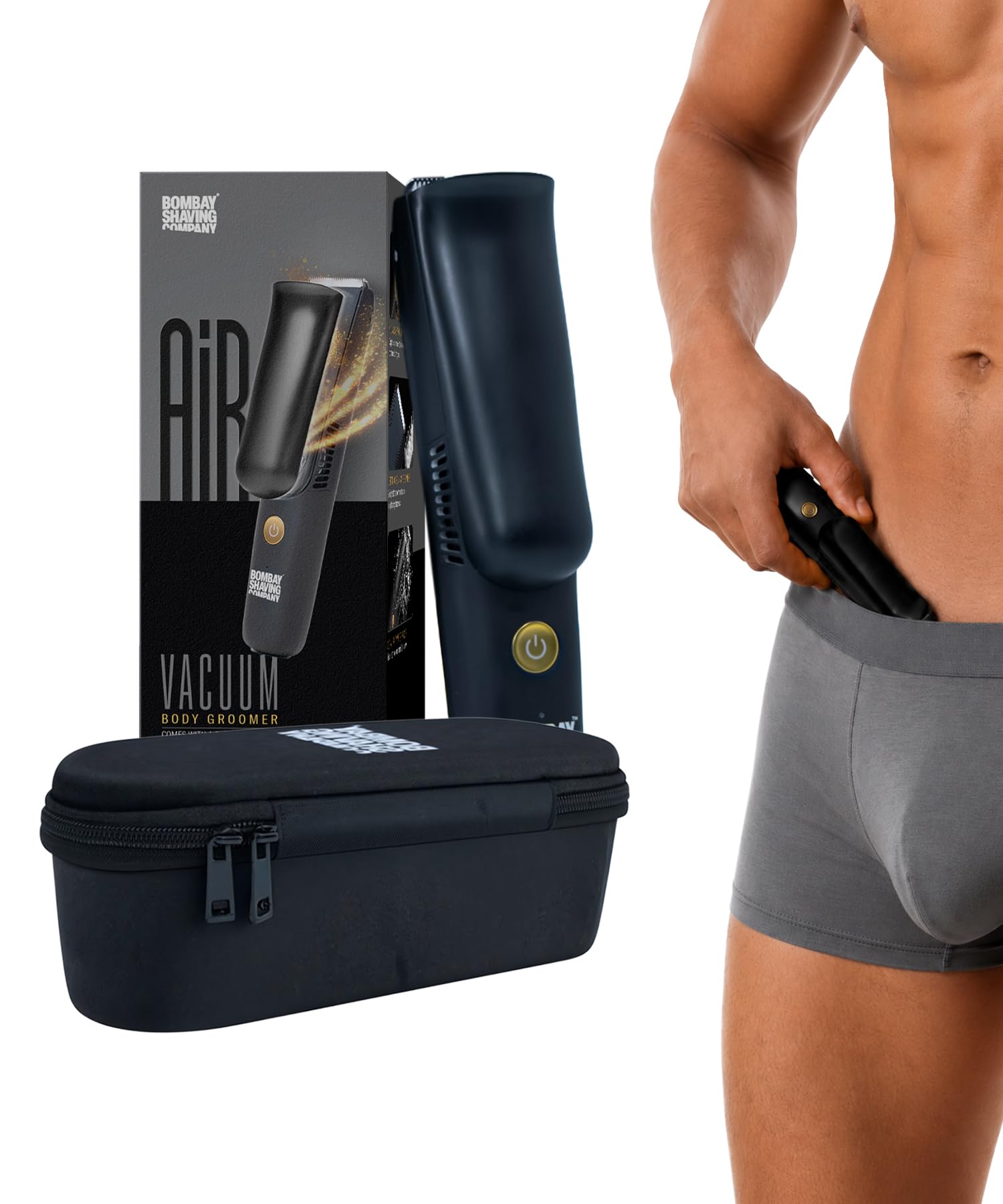 Bombay Shaving Company AIR Vacuum Body Groomer For Men | Zero-Mess Body and Balls Trimming | Sleek Hard Case | Type-C Flash Charging | Safe-on-skin Ceramic Blades | Gifts For Men-picture-13