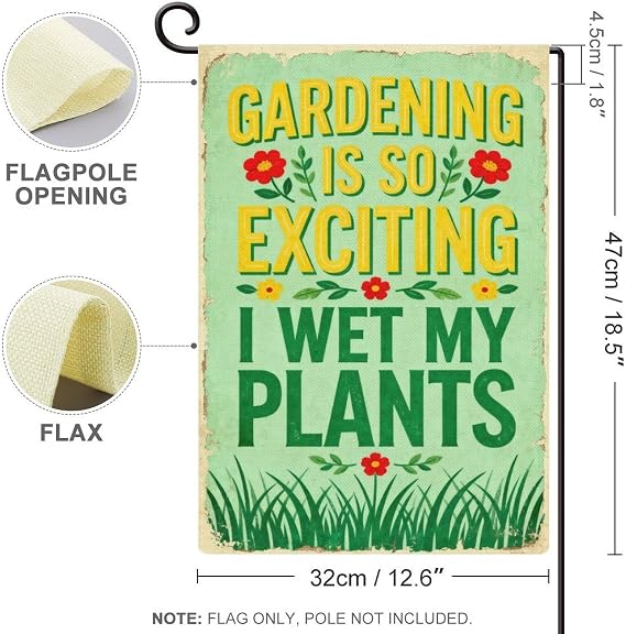 Garden Flag Gardening Is So Exciting I Wet My Plants Double Sided 12x18 In Burlap Seasonal Yard Decoration for Outside Porch