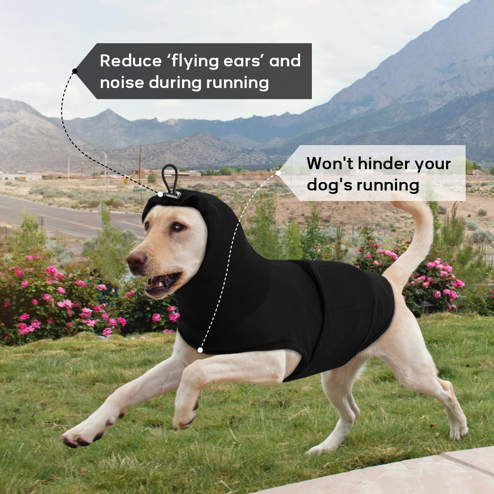 Cappottino Calmante per Cani - Giacca Antistress con Copri Orecchie, Cappotti Elastico per Ansia per Cani Giacca Calmante per Ansia da Fuochi d'Artificio, Tuono, Nero XS