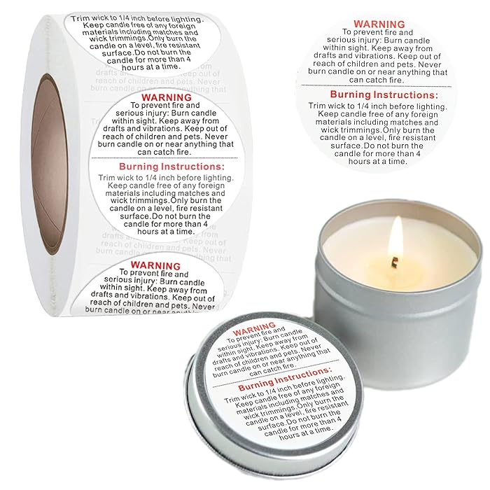 Buy 720 Pieces Candle Warning Labels 2 inch Candle Jar Container