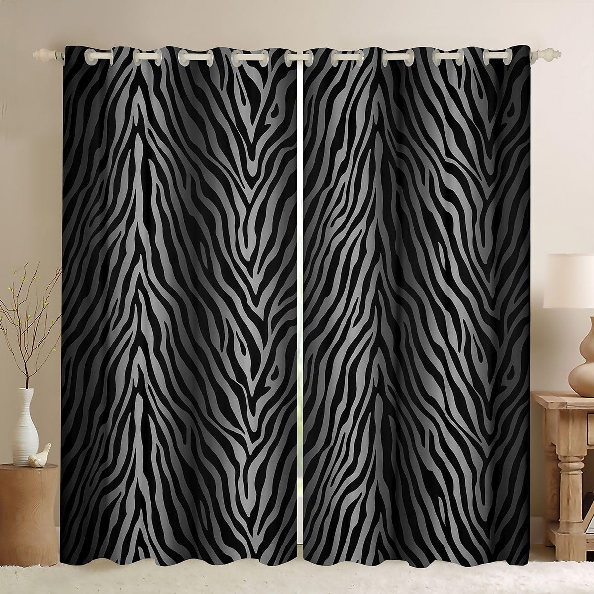 Loussiesd Black Zebra - Trattamenti per finestre, 2 pannelli, 166 x 182 cm