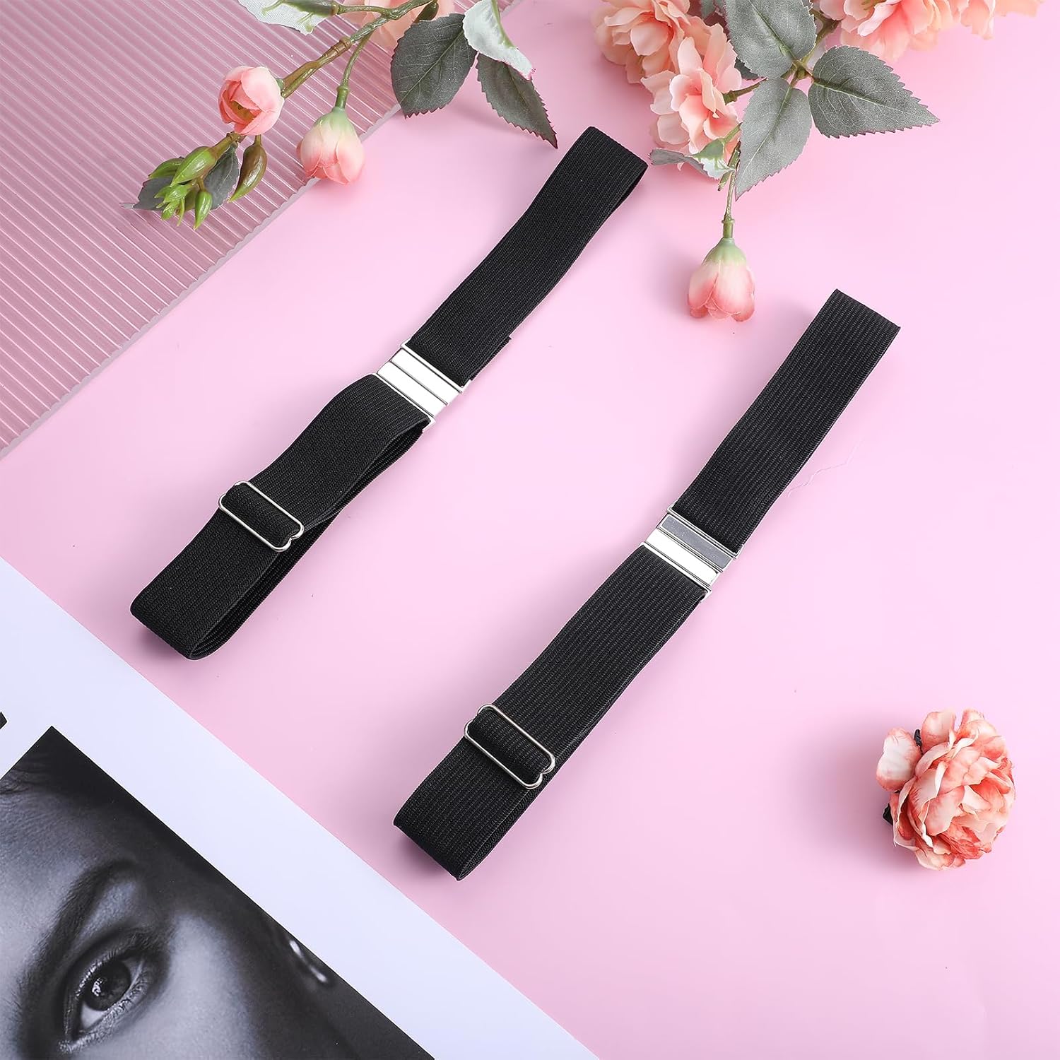 Piriuuo 2 Pcs Women's Thigh Garter Belt Adjustable Thigh Garters Belts Elastic Garter Belt with Buckle Plus Size Leg Harness