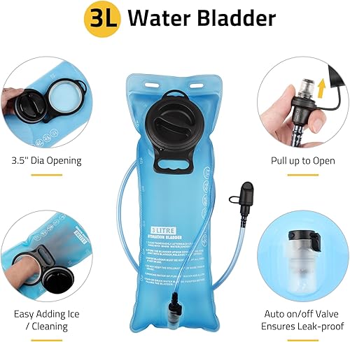 Miniatura 3 de CVLIFE Paquete de hidratación táctica de 3 litros, bolsa de agua ligera con vejiga para hombres y mujeres, mochila Molle resistente para senderismo,