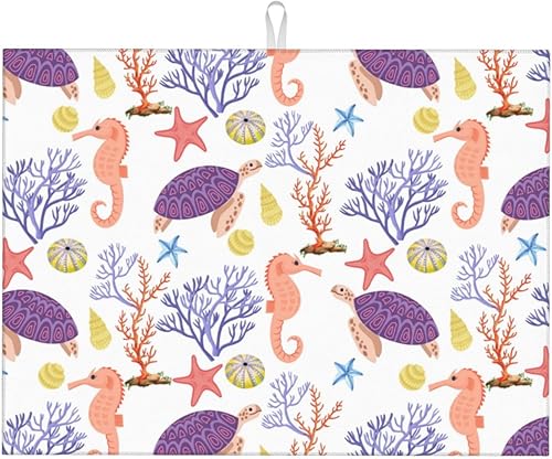 Vista 150 de Tapete de secado de platos de limón de 18 x 24 pulgadas para encimera de cocina, almohadilla absorbente de microfibra para escurrir platos, tapetes