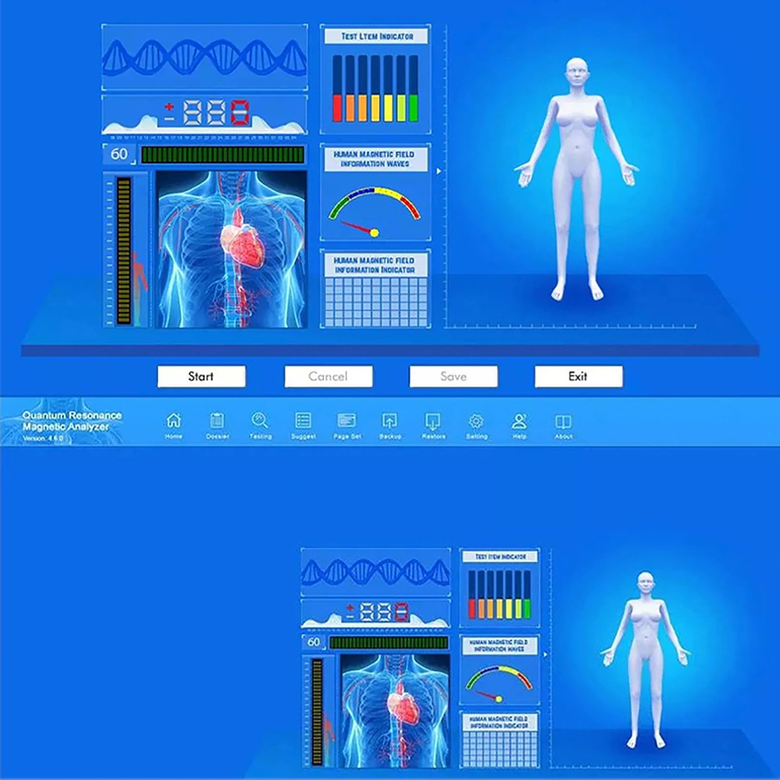 Analizador Corporal por Resonancia MagnéTica CuáNtica, EscáNer Multifuncional De La Salud De Todo El Cuerpo, 53 Informes De Sub-Salud, Multi-Idioma, Todos Los Sistemas Windows.,B