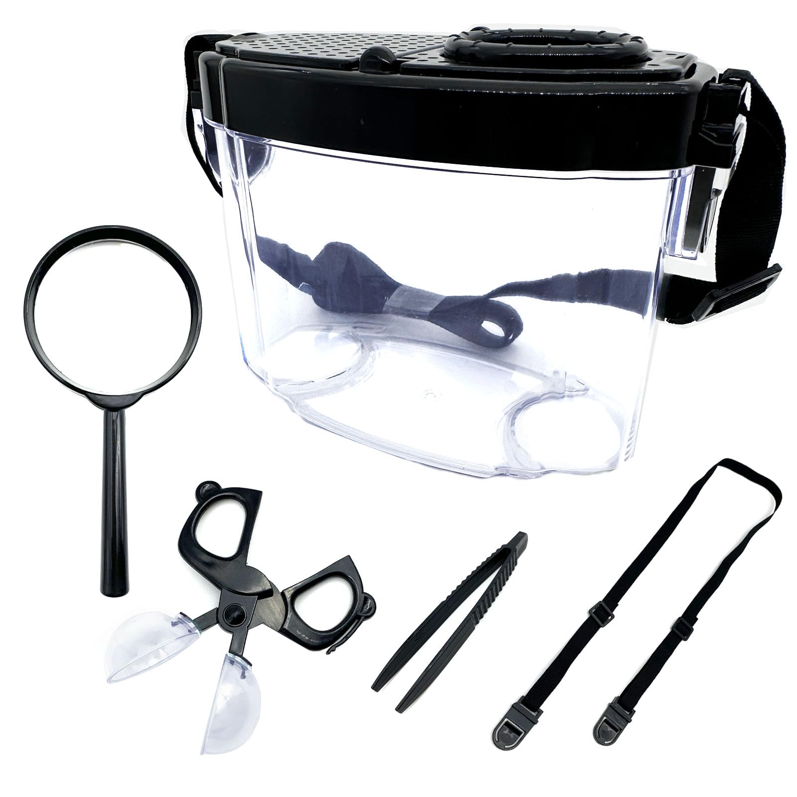 Bug Catcher Kit, Bug Collection Kit, Insect Catcher, Outdoor Nature Explorer Kit with Tweezers, Magnifying Glass, Science Educational Kit, Bug Observation Container for Boys and Girls (Black)
