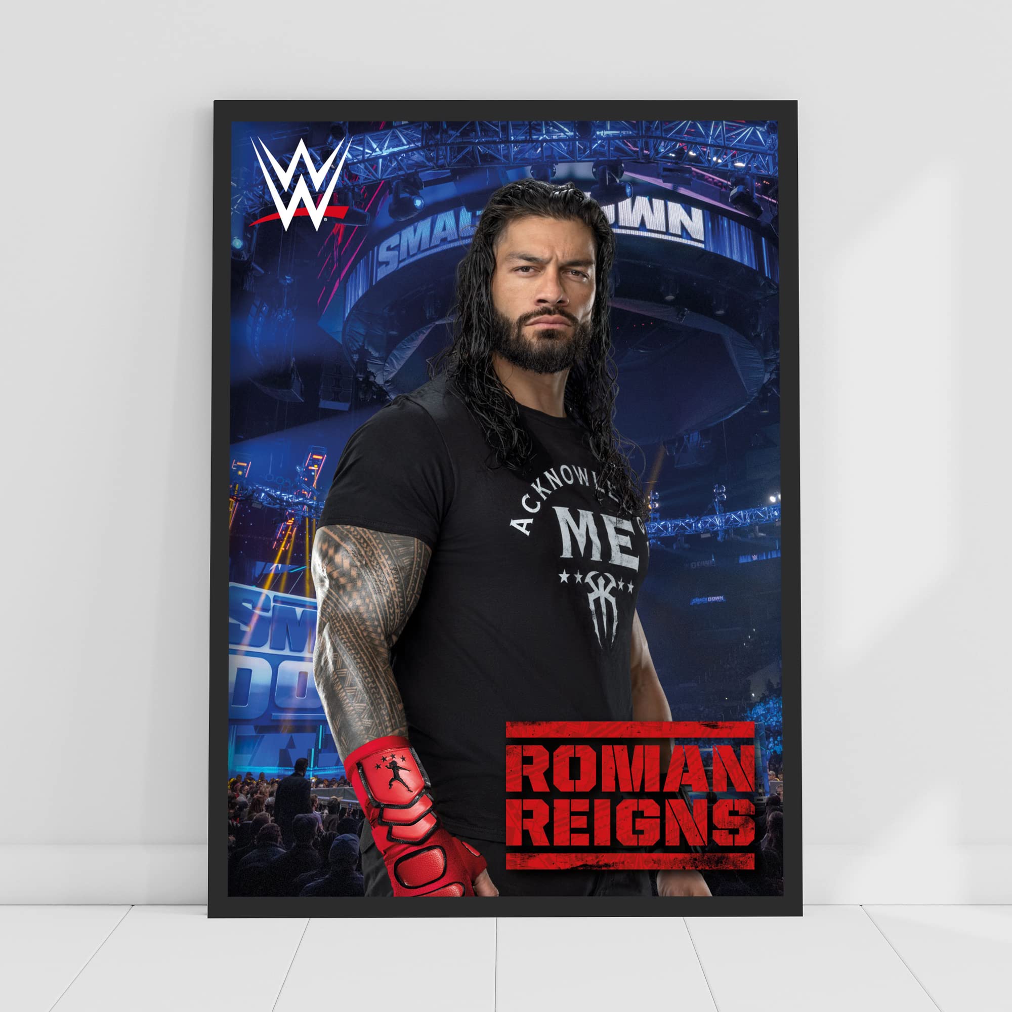 Themed Blue Wwe Print - Roman Reigns Crowd Poster Wrestling Wall Art (A3-29.7Cm X 42Cm)