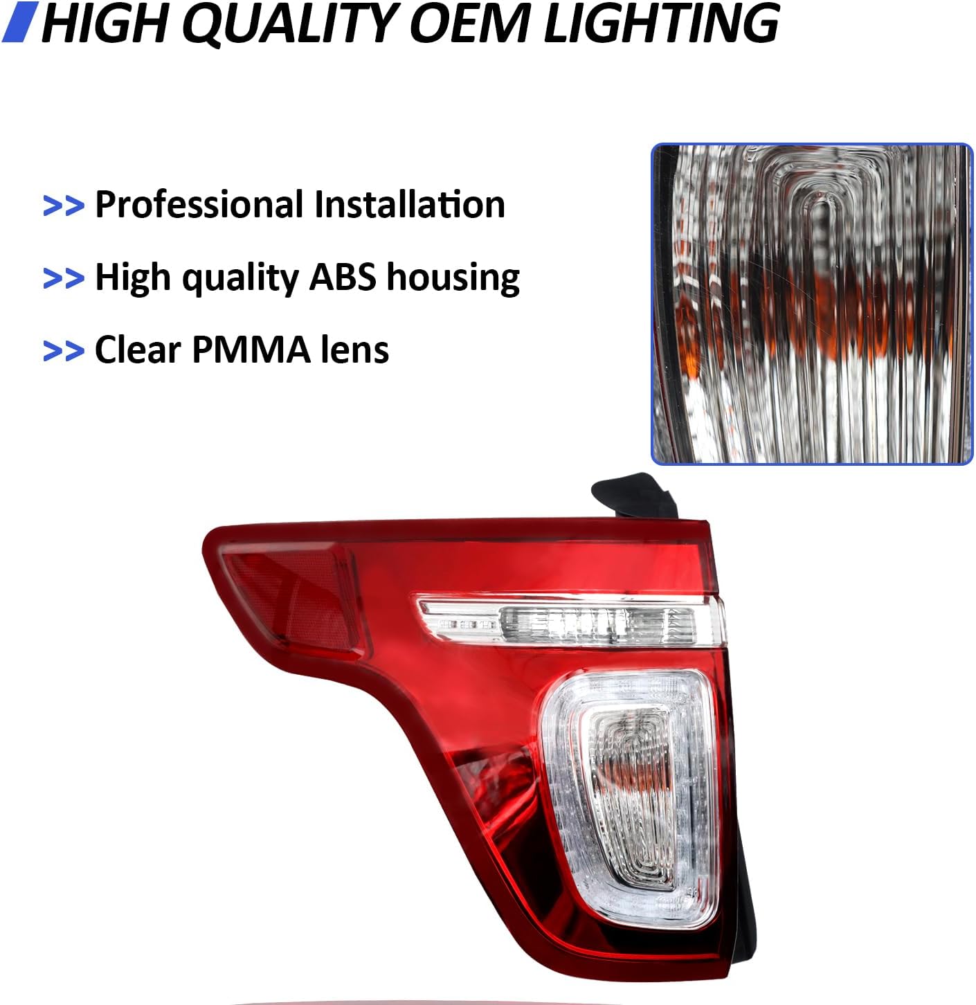 Tail Light Compatible with 2011-2015 Ford Explorer,Rear Brake Lamp Assembly Left Driver Side Replace BB5Z13405C BB5Z13405D