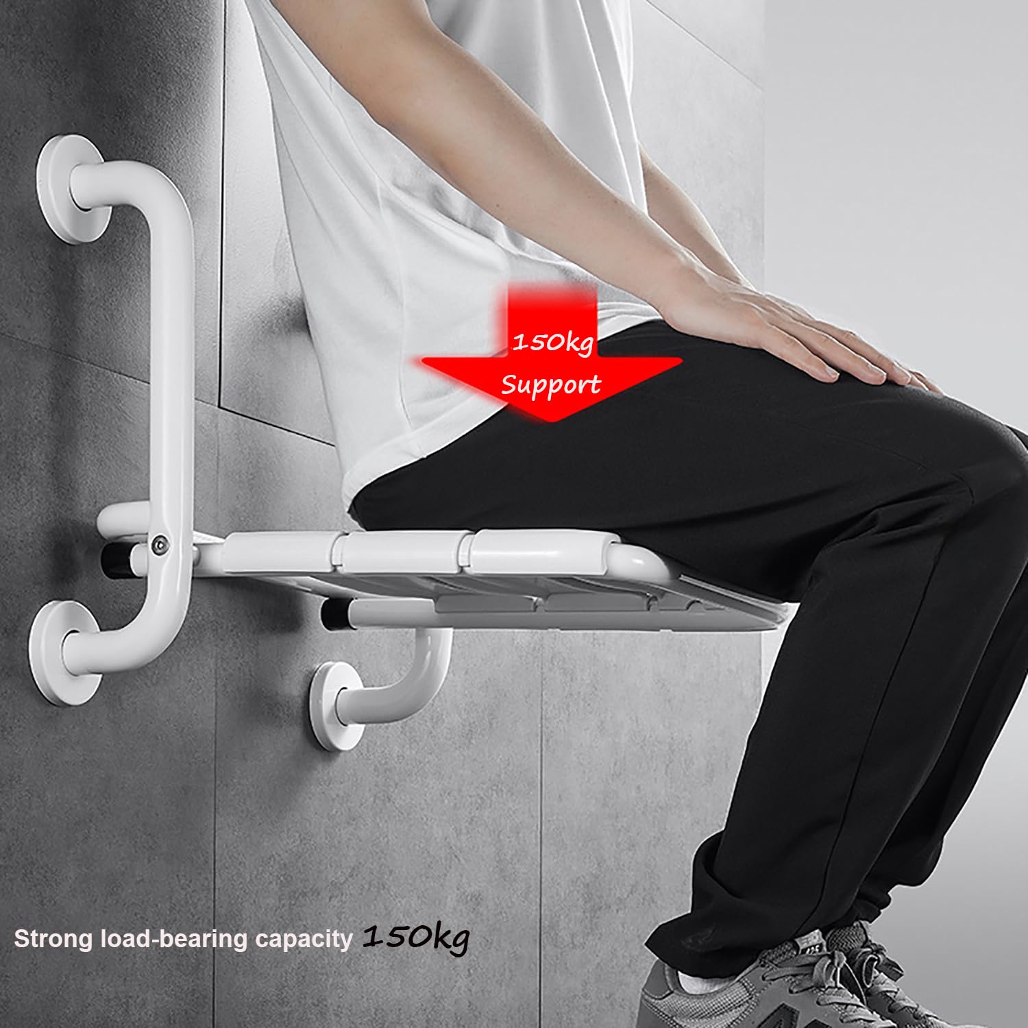 Asiento de Ducha Plegable,Silla de Ducha Antideslizante | Taburete de Baño Montada en la Pared,Banco de Ducha para Ancianos/Discapacitados,Ahorro de Espacio,Acero,Soporta 150 kg