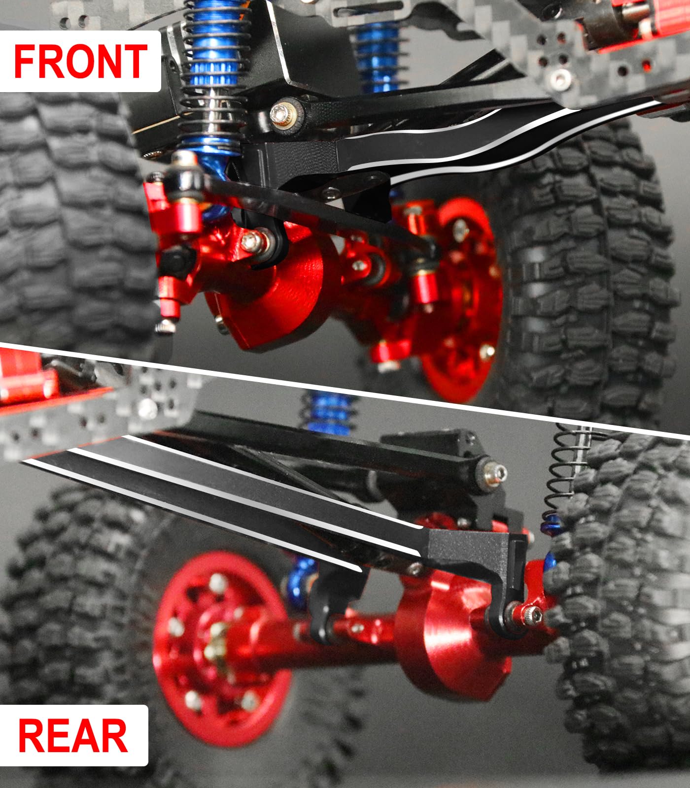 McCue RC Praying Mantis Link Tucked Inward Links High Clearance Links for Axial 1/24 SCX24 Gladiator AXI00005 RC Crawler Upgrade Parts - 5 PCS (Black)