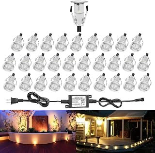 Tiny Recessed LED Deck Light Kits,LED Landscape Lighting with 12V Low Voltage and IP67,Decorating to Wall Lamps Stair Patio Garden Floor Corner Sauna Room Bathroom (30pack,Warm White)