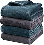 Onarway Dog Blanket Washable for Puppy: 4 Packs Dog Blankets 40”x28” - Fluffy Soft Small Throw for Cat Puppy Kitten Dogs - Fleece Pet Blankets for Bed Sofa Car and Indoor - Lake Green and Purple Purple+lake Green M(40'x28')x4