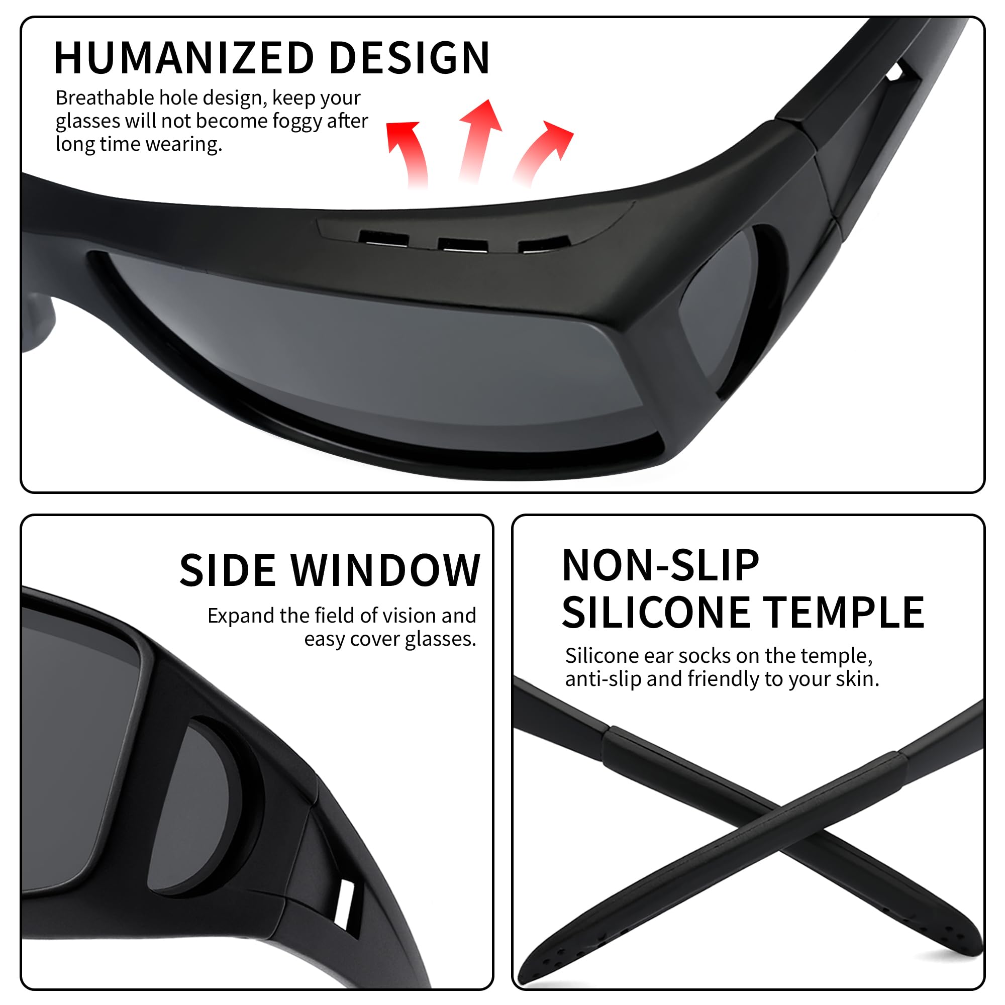 Polaryzowane fotochromowe okulary przeciwsłoneczne dla mężczyzn, metalowa oprawka ze stopu aluminium i magnezu, owijane okulary przeciwsłoneczne do jazdy samochodem, ochrona UV400, matowa czerń