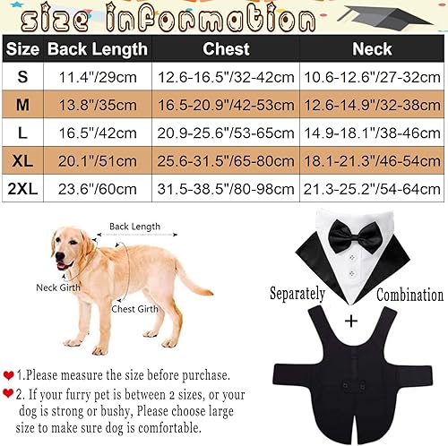 Miniatura 4 de Conjunto de camisa de esmoquin y bandana para perro, 2 unidades, ropa formal, atuendo de boda de príncipe para mascotas, traje de fiesta de lazo,
