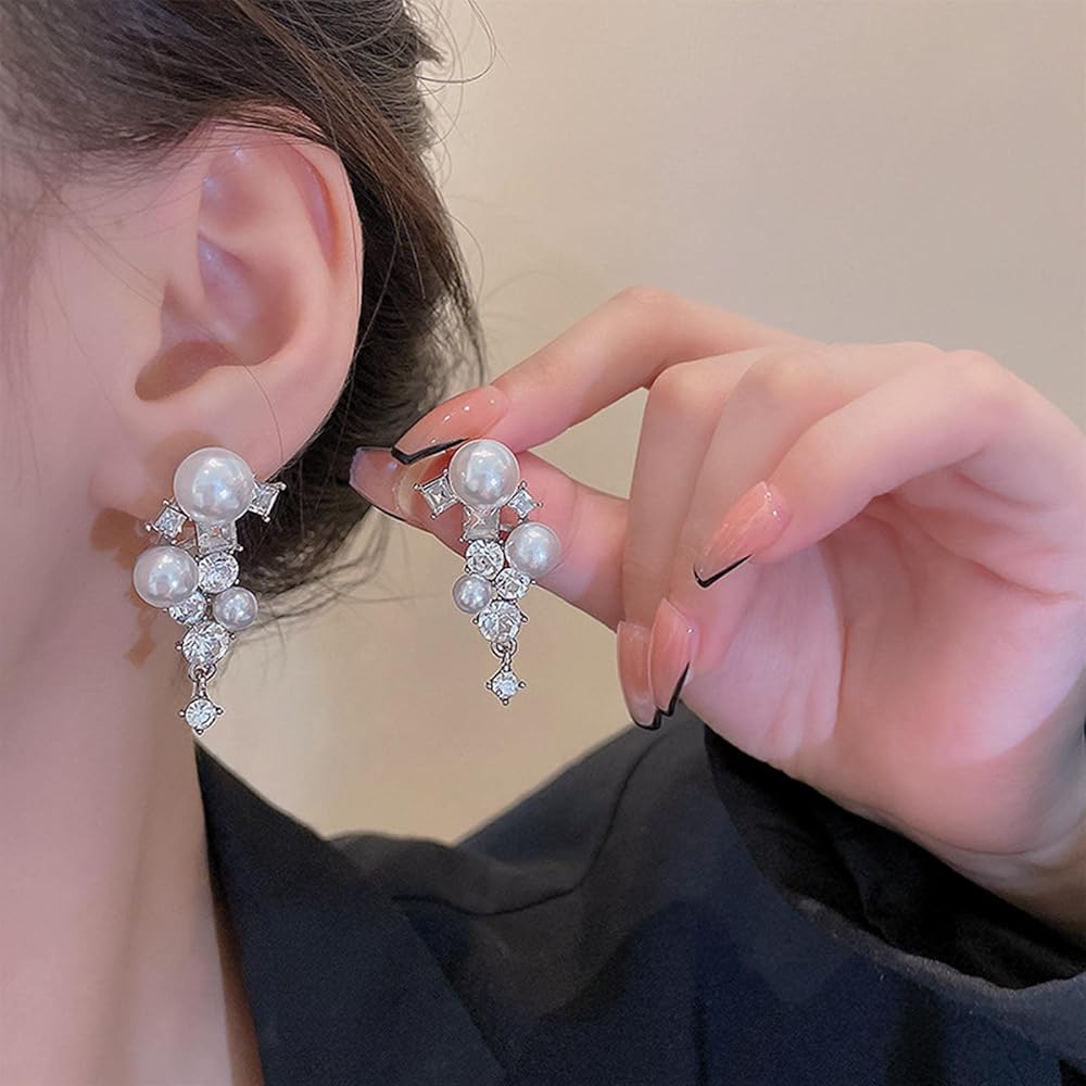 アクセサリー 5 long pearl earrings Multicolor Pearl Chandelier Earrings, Long Pearl Earrings