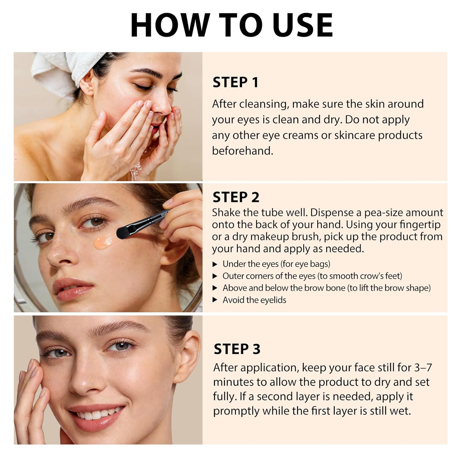 Instant Eye Tightener, Eye Temporary Tightening Gel - Easy-Wear Formula to Visibly Smooth Appearance of Lines & Wrinkles, Eyes Area Primer - Image 5