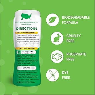 Lemi Shine Dish Detergent Booster, Hard Water Stain Remover, Multi-Use Citric Acid Cleaner 10 oz, Pack of 8