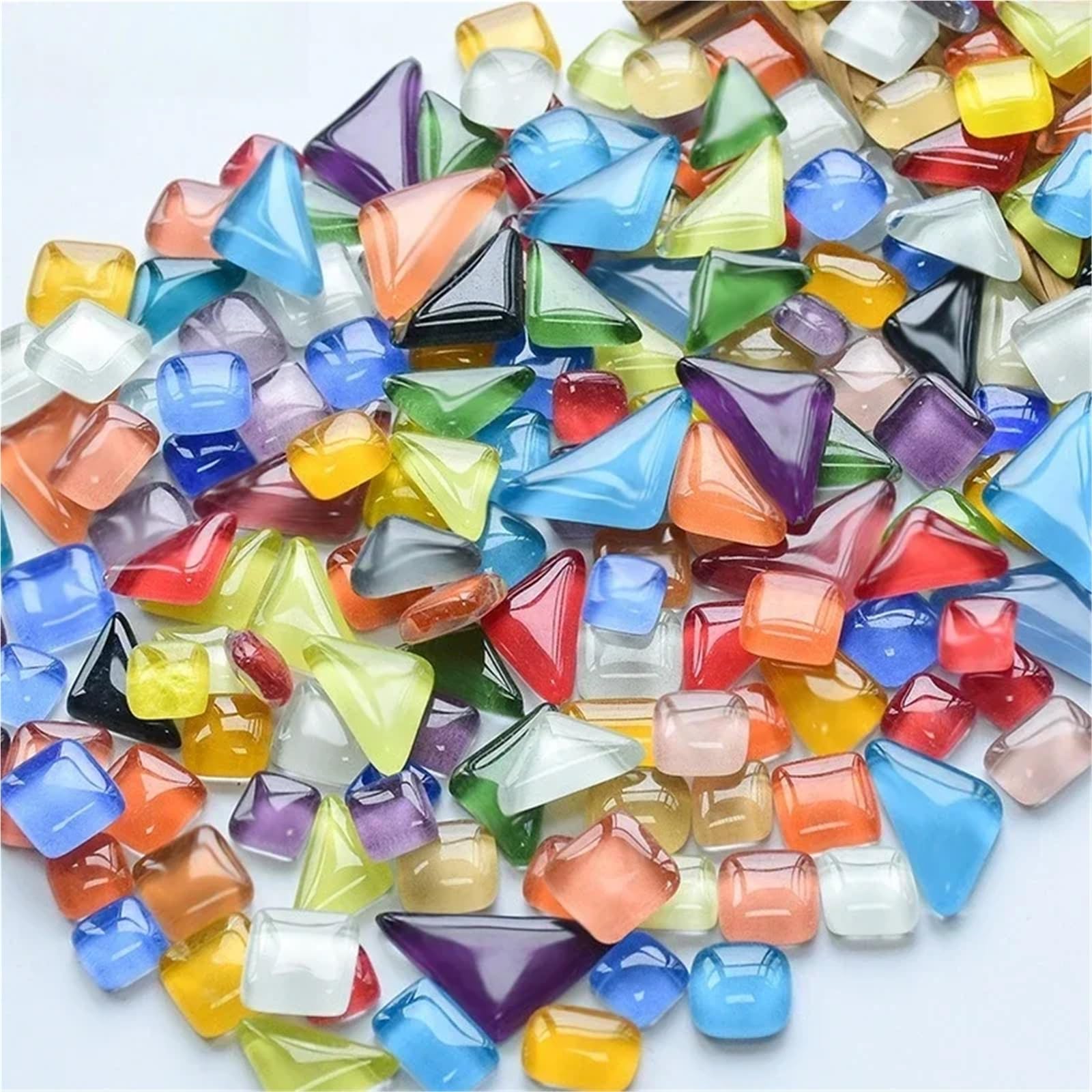 Azulejos de mosaico para manualidades, pasatiempos de arte, piezas de mosaico colorido de cristal a granel, azulejos de cerámica, material (200 g, 5 bolsas)