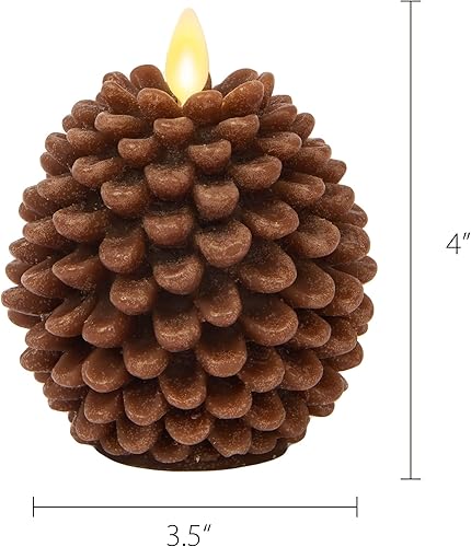 Miniatura 41 de Luminara Pinecone - Velas sin llama, con acabado marrón tiza, figuras de cono de pino, velas LED sin perfume, funcionan con pilas, con temporizador