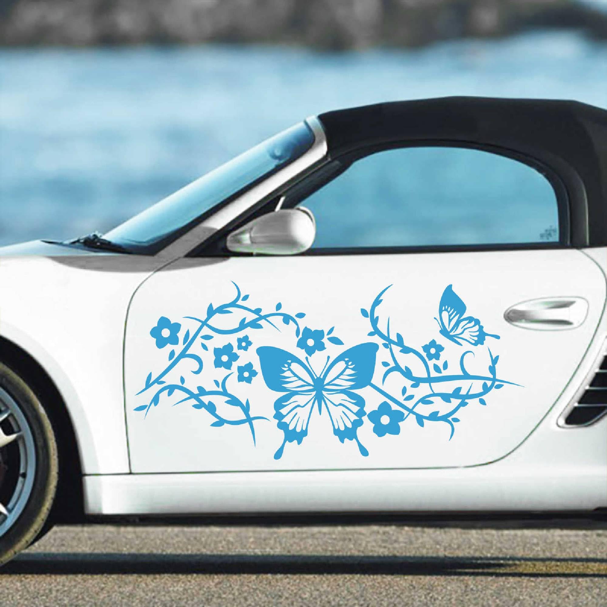 2 pezzi Sticker di carrello - Farfalla Elemento di Rango - 90 cm x 40 cm Blu chiaro 1 - Tuning adesivo auto la finestra posteriore