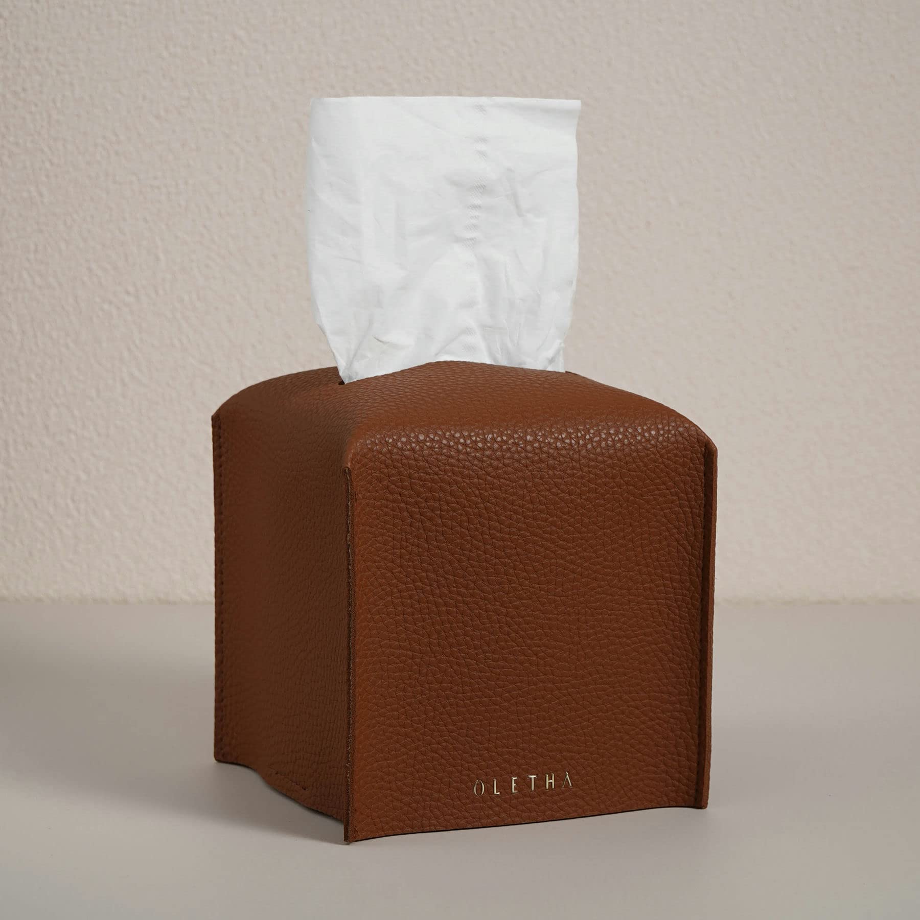 Photo 1 of OLETHA Square Tissue Box Cover - Brown