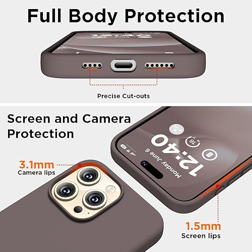 Miniatura 3 de Compatible con iPhone 15 Pro Max, funda de silicona líquida, cuerpo completo, funda protectora a prueba de golpes, delgada funda para teléfono con