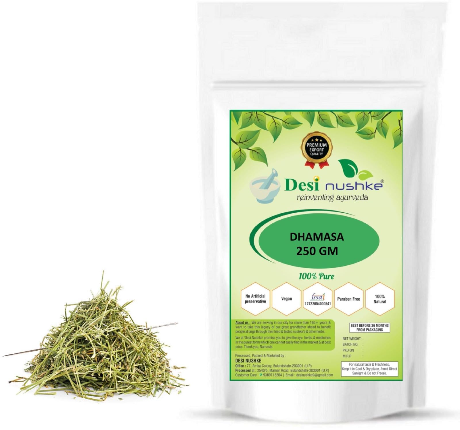 Desi Nushke100% Pure & Organic DHAMASA-DHAMASHA (Panchang)-DHAMAASA-DESERT FAGONIA- FAGONIA CRETICA 250gm (B0CVDSJMWJ) Amazon Price History, Amazon Price Tracker