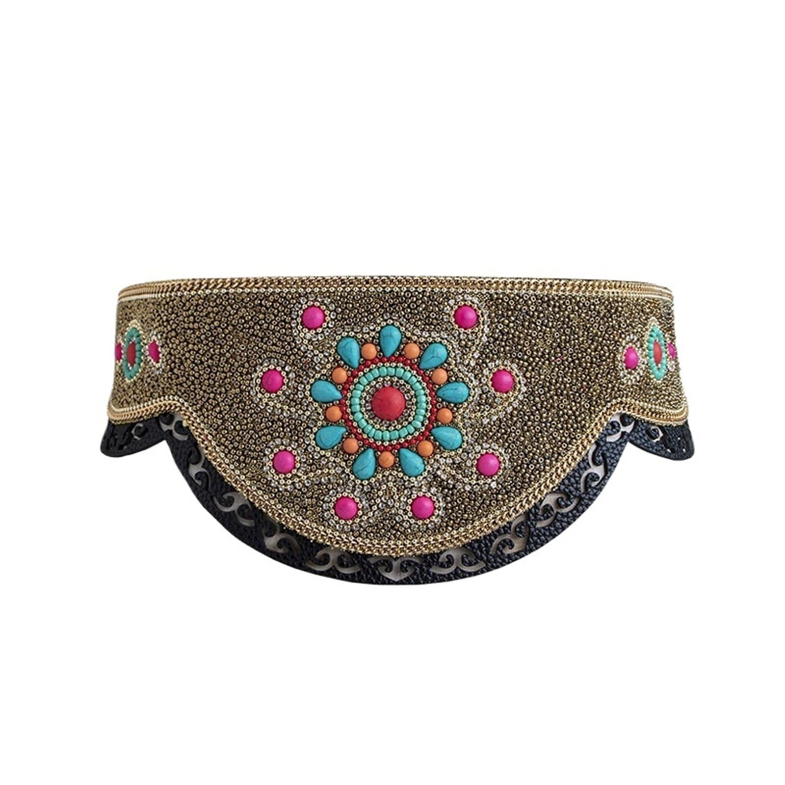 Cubrecintura con patrón trenzado con cinturón elástico étnico bohemio para mujer