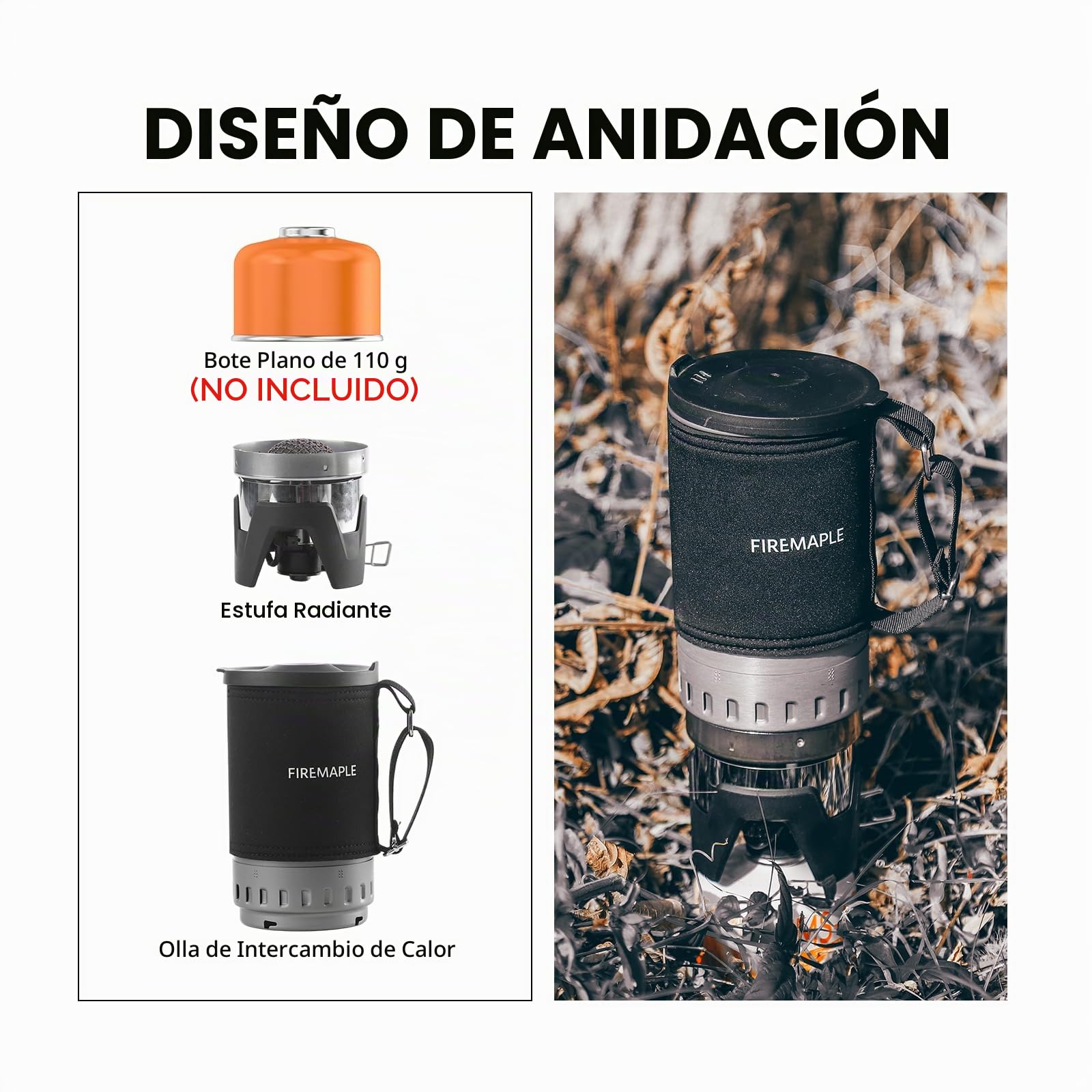 Fire-Maple Crater Radiant Hornillo de Camping con Presión Regulada y Quemador Infrarrojo – Hornillo de Gas Cortaviento, Sistema de Cocina Todo-en-Uno Compacto con Prensa Francesa