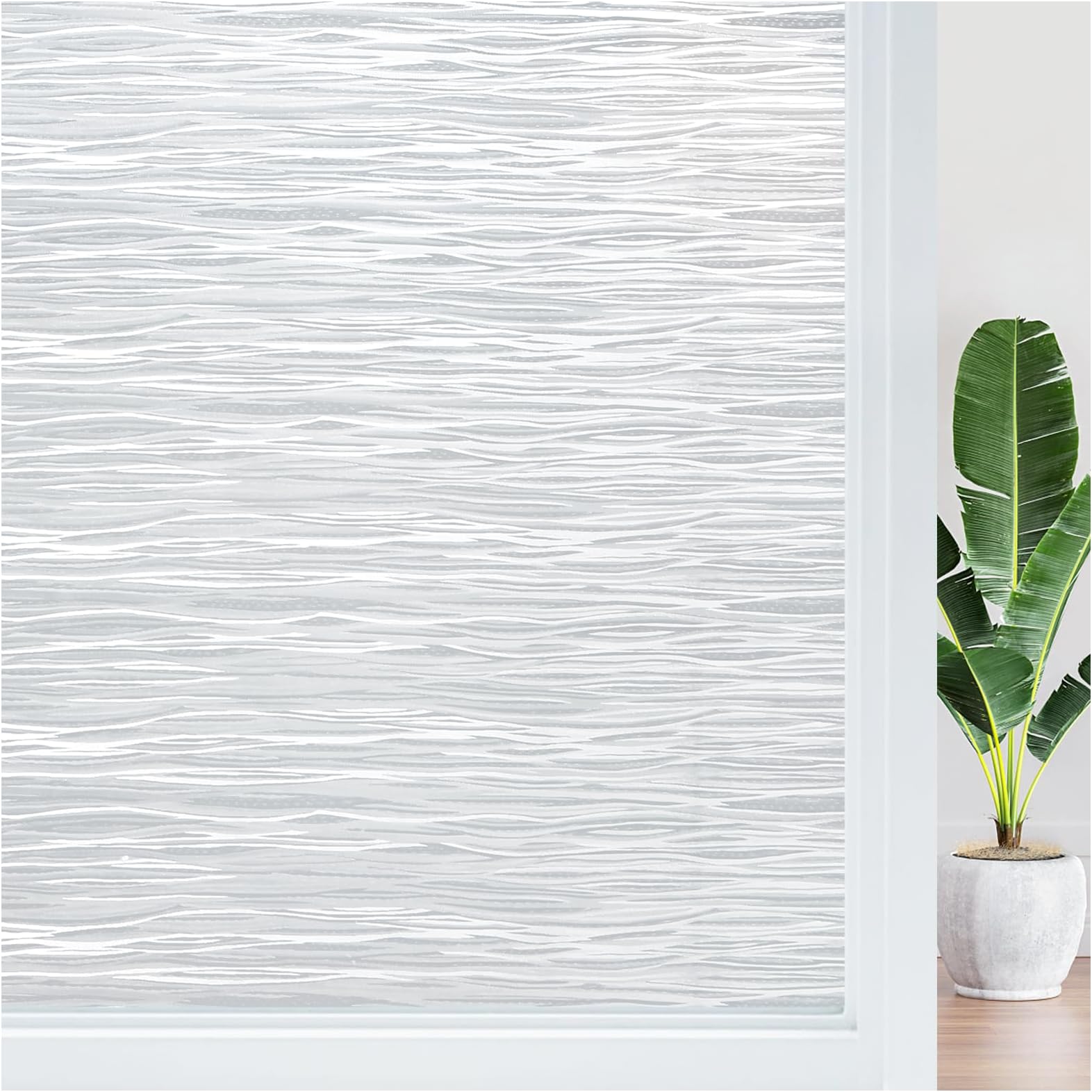 Haton Window Privacy Film, Frosted Glass Window Film, Non-Adhesive Removable Static Cling Window Clings, UV Blocking Window Stickers, Opaque Decorative Window Covering for Door Home 17.5" x 78.7"