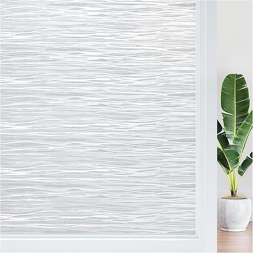 Haton Película de privacidad para ventana, película de vidrio esmerilado, no adhesiva, extraíble, se adhiere a la estática, calcomanías de ventana