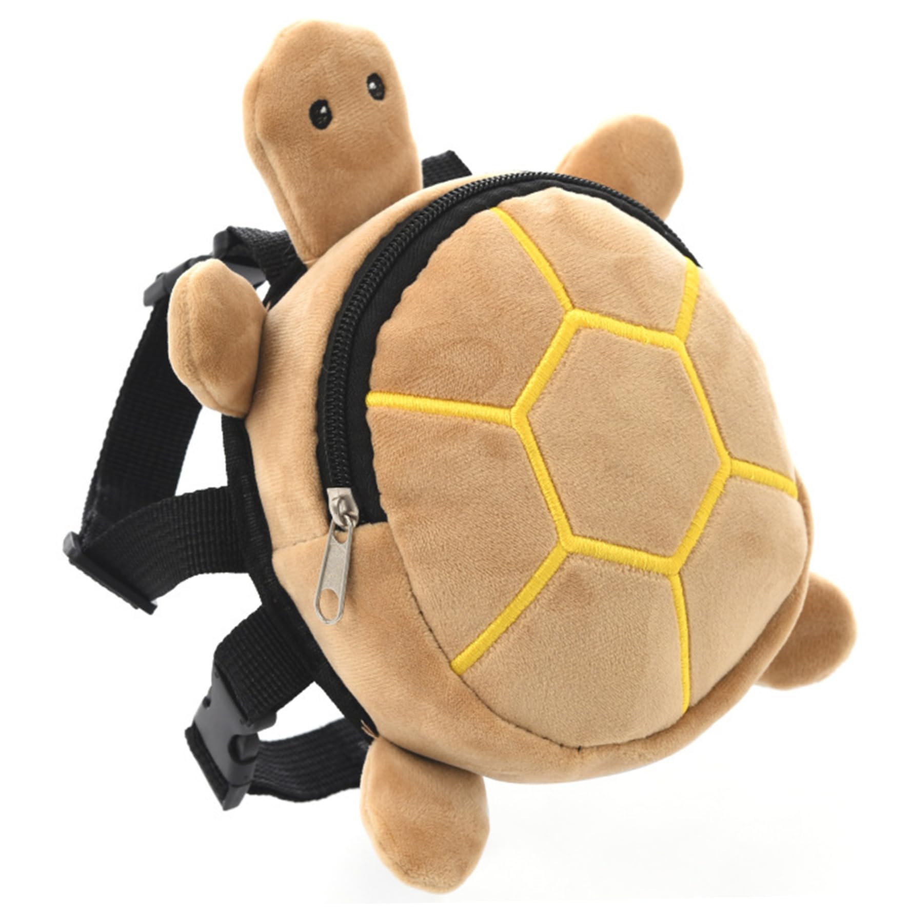 Dog Backpack Harness Cute Cartoon Turtle Shape Breathable Adjustable Dog Hiking Backpack Zipper Closure 8x7in for Puppies and Cats, Light Yellow Hiking Supplies