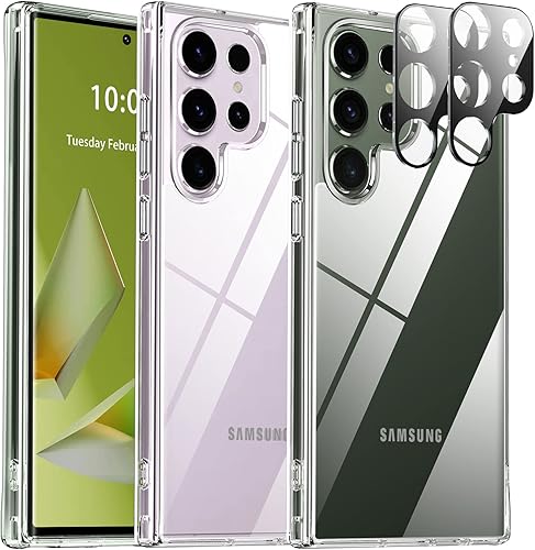 Vista 33 de Oterkin Funda transparente para Samsung Galaxy S23 Plus, [20X antiamarilleamiento] S23 Plus con 2 protectores de pantalla de vidrio templado, 4