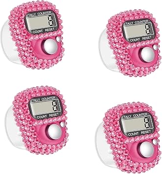 4Pcs Finger Counter - 20g Electronic Finger Counter, 5-Digit Number Count Clicker, Counter Clicker Finger Pitch Counter, Electronic Finger Counter, Finger Tally Counter for Pitch Pink