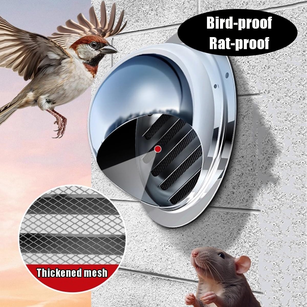 Thick Vent Covers for Wall,Rv Vent Covers for Roof 4.7" 5" 5.5" 6" 6.3" 6.7" 7.1" 7.5" Chimney Cover,for Duct Grille,Soffit Air Vent,Grille Ventilation Cover,Just Easy Push(9.8in/250mm)