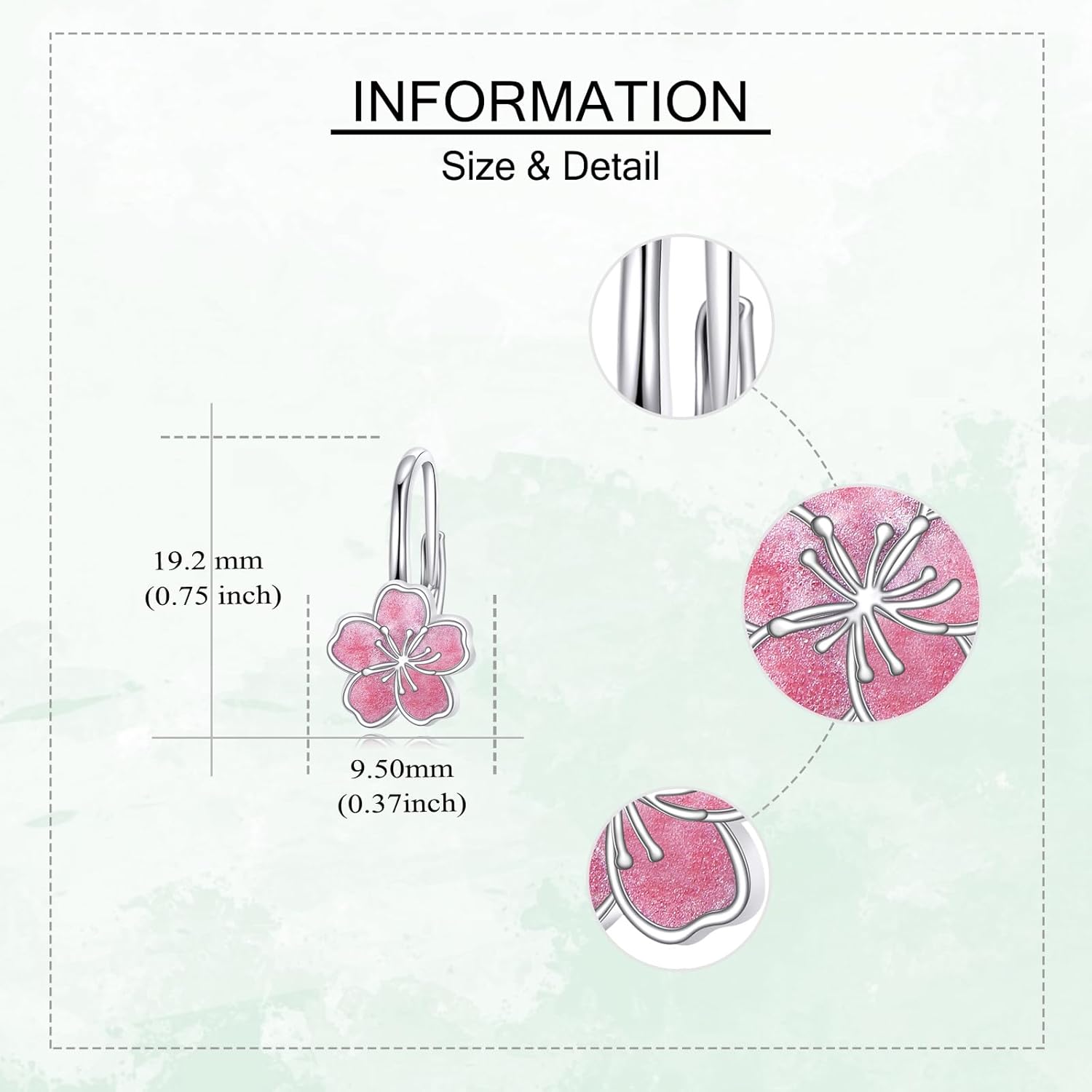 URONE Flower Leverback Earrings 925 Sterling Silver Poppy/Rose/Orchid/Cherry Blossom/Lily/Hibiscus/Lotus/URONE Plumeria Rubra Earrings Jewelry Gift for Women