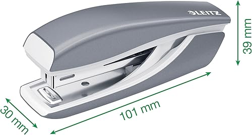 Miniatura 3 de Leitz Mini engrapadora, capacidad de 10 hojas, cuerpo de metal ergonómico, incluye grapas, rango Wow, 55281001 - blanco perla