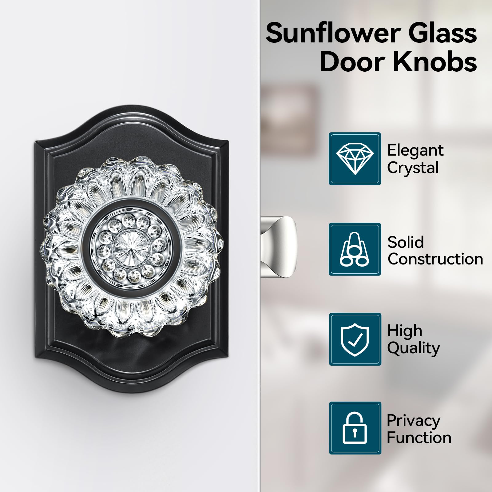 Door Knob Modern Matte Black Door Hardware 8 Pack Black Privacy s - Keyless  Bedroom Bathroom Knobs With Lock Function Black Modern Interior s Black Door  Knob, image size:1600x1600