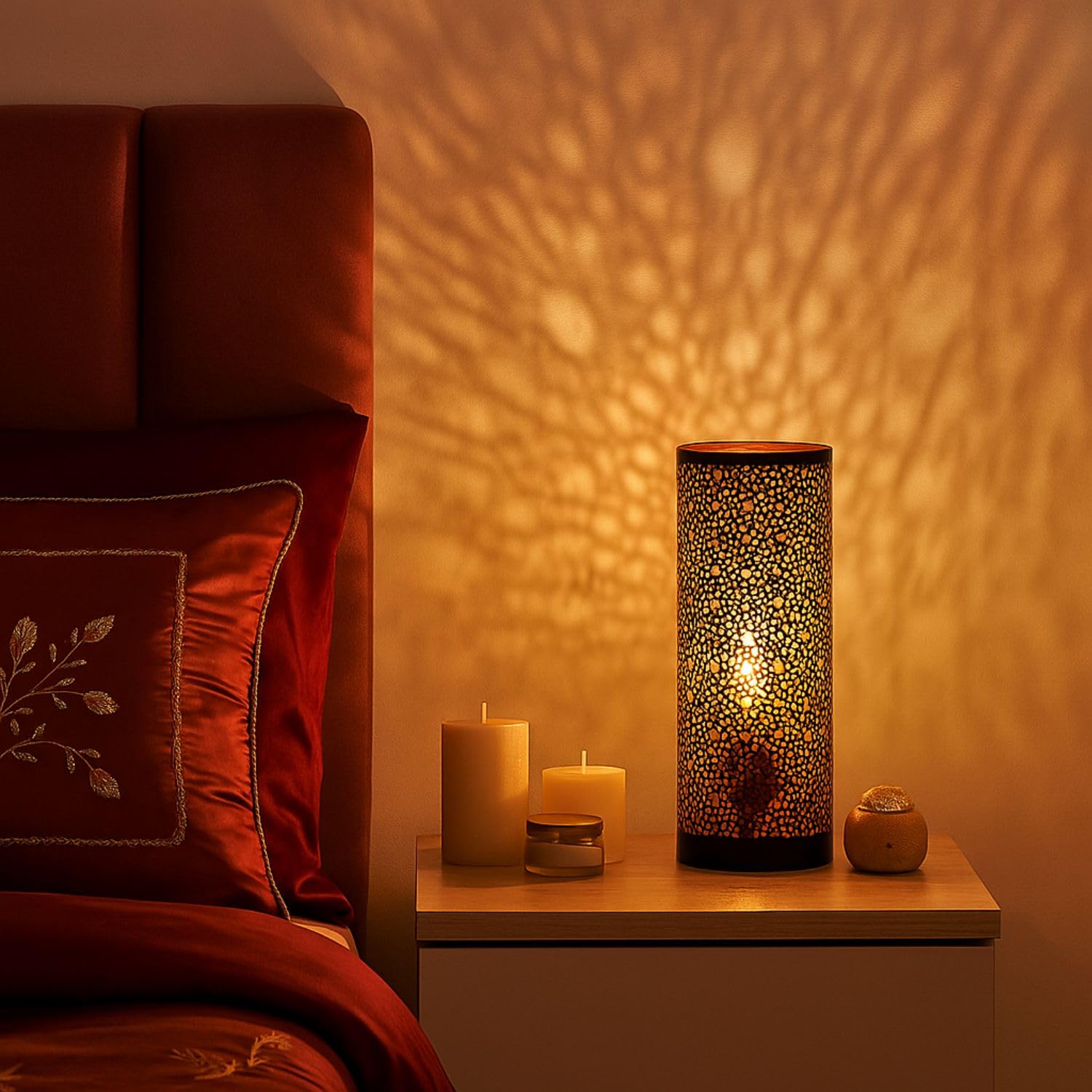 Lampe de table Naziha 30 x 13 cm noir et or | Lampe de chevet orientale
